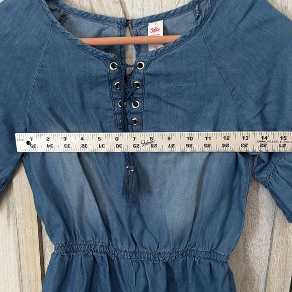 Blue Lace-Up Justice Chambray Romper - Picture 6 of 7